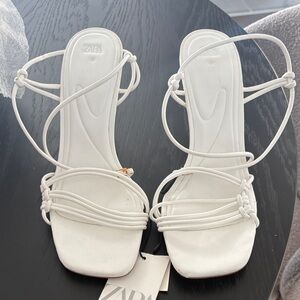 Zara Elegant White Strappy Sandals